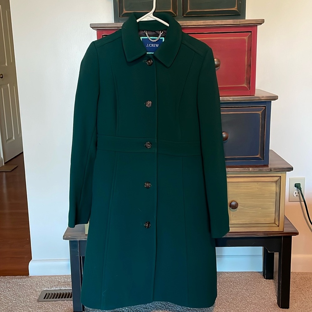 J. Crew Forest Green Wool-Blend Button Coat